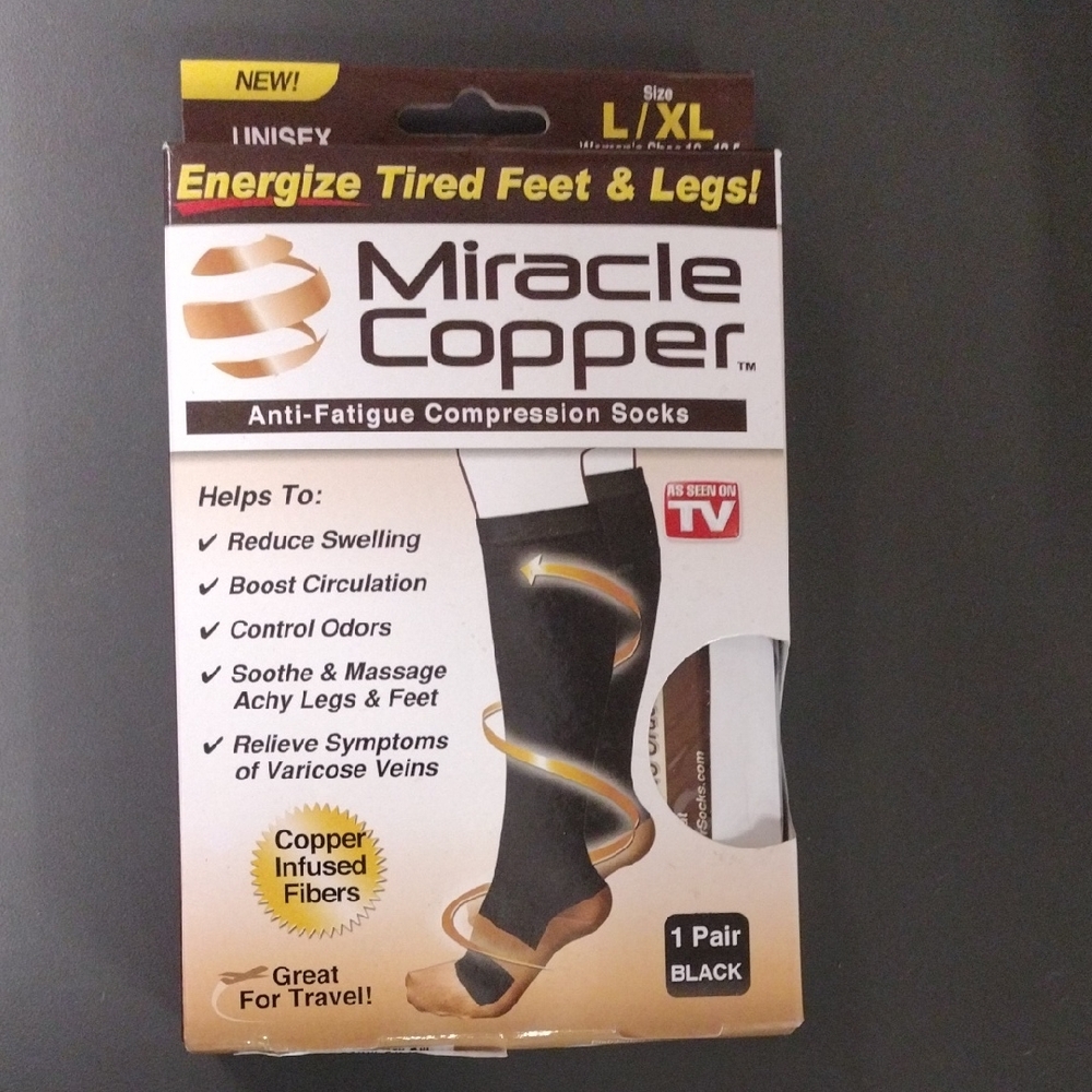 Miracle Copper Anti-Fatigue Compression Socks - Black